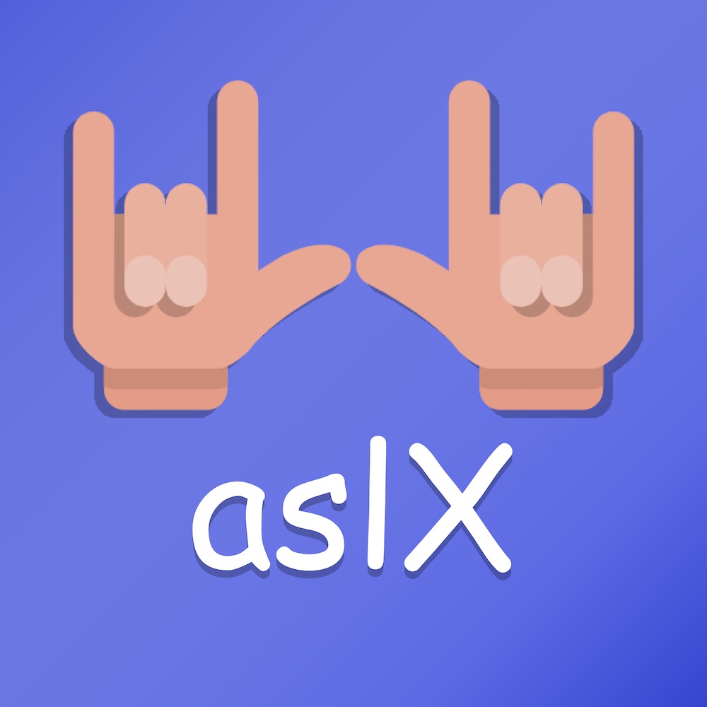 aslX logo: two hands signing